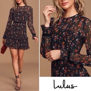 NWT Lulu's Black “Floral To See” Mini Dress SZ XS $59